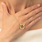Collier Prénom Cercle Familial avec Croix - Vermeil 18ct