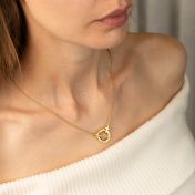 Collier Prénom Cercle Familial avec Croix - Vermeil 18ct