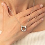 Family Circle Name Necklace with Cross [Silver]