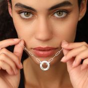 Collier Trombone Cercle de Famille avec Prénoms [Argent 925]