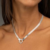 Familie Kring Visgraat Naam Ketting [Sterling Zilver]