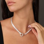 Family Circle Milanese Chain Name Necklace [Silver]