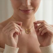 Family Circle Name Necklace with Cross [18K Gold Plated]