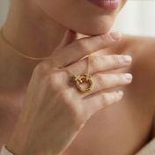 Collier Prénom Cercle Familial avec Croix - Vermeil 18ct