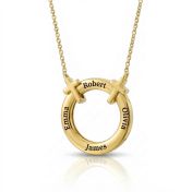 Familienkreis Gravierte Halskette mit Kreuzen [750er Gold Vermeil]