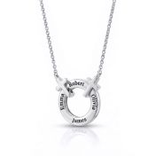 Family Circle Name Necklace with Cross [Silver]