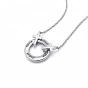 Family Circle Name Necklace with Cross [Silver]