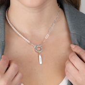 Emma Paperclip & Pearl Necklace [Sterling Silver]