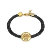 Familienkompass Armband mit Gravur für Damen [Geschwärztes Sterlingsilber / 750er vergoldet]