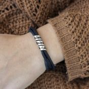 Bracciale con Nomi di Famiglia - Pelle Scamosciata Nera [Placcato Oro 18kt]