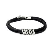 Bracelet Famille avec Prénoms pour Femme - Argent 925 [Daim Noir]