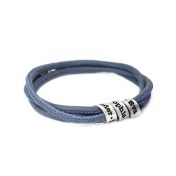 Familie Naam Armband - Blauw suède [Sterling Zilver]