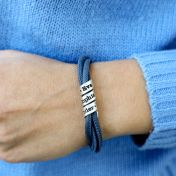Familienaam Armband voor Vrouwen -  Goud Verguld [Blauw Suede]
