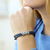 Familienaam Armband voor Vrouwen -  Goud Verguld [Blauw Suede]