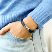 Familienaam Armband voor Vrouwen -  Goud Verguld [Blauw Suede]