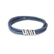 Familie Naam Armband - Blauw suède [Sterling Zilver]