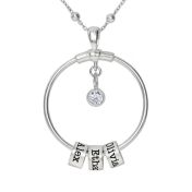 Collier Cercle Familial Diamant Avec Noms [Argent 925]