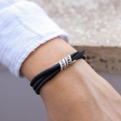 Bracelet Famille avec Prénoms pour Femme - Argent 925 [Daim Noir]
