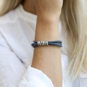 Familie Naam Armband - Blauw suède [Sterling Zilver]