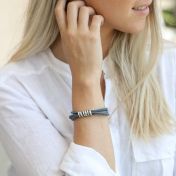 Familie Naam Armband - Blauw suède [Sterling Zilver]