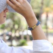 Familienaam Armband voor Vrouwen -  Goud Verguld [Blauw Suede]