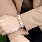 Familienkreis Armband mit Gravur für Damen - 750er vergoldet [Hellgraues Wildleder]