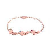 Bracelet Chemin de Famille avec Pierres de Naissance et Noms [Plaqué Or Rose 18ct]