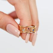 Bague Racines de Famille avec Pierres de Naissance [Plaqué Or 18ct]