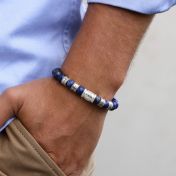 Family Tree Men Name Bracelet with Lapis Lazuli Stones [Silver]