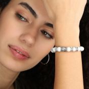 Family Tree Diamond Name Bracelet - Howlite [Sterling Silver]
