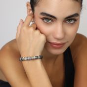Family Tree Diamond Name Bracelet - Picasso Jasper [Sterling Silver]