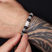 Family Tree Men Name Bracelet with 0.20 ct Black Diamonds - Black Onyx