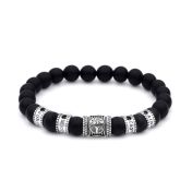 Family Tree Men Name Bracelet with 0.20 ct Black Diamonds - Black Onyx