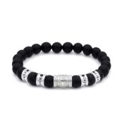 Family Tree Men Name Bracelet with 0.20 ct Black Diamonds - Black Onyx
