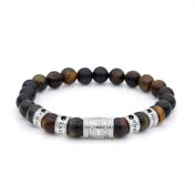 Bracelet Homme Arbre Familial avec Diamants Noirs 0,20 ct – Œil de Tigre Vert