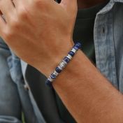 Familienbaum Herren Namensarmband mit 0,20 Kt schwarzen Diamanten - Lapis Lazuli