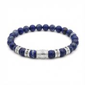 Family Tree Men Name Bracelet with 0.20 ct Black Diamonds - Lapis Lazuli