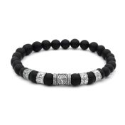 Familienbaum Herrenarmband aus Schwarzem Onyx mit Gravur