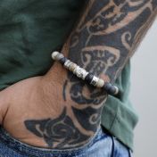 Family Tree Men Name Bracelet with Picasso Jasper Stones