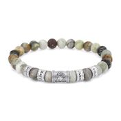 Family Tree Men Name Bracelet with Picasso Jasper Stones