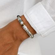 Family Tree Name Bracelet with Picasso Jasper Stones [Silver]