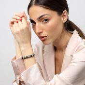 Pulsera Personalizada con Arbol Familiar y Piedras de Ónix Negro para Mujer [Plata de Ley]