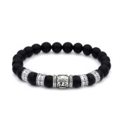 Pulsera Personalizada con Arbol Familiar y Piedras de Ónix Negro para Mujer [Plata de Ley]