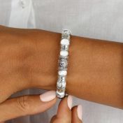 Family Tree Women Name Bracelet With Howlite Stones [Sterling Silver]