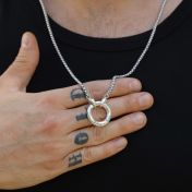 Collana con Nome del Padre con Catena a Forma di Cerchio Grande - Argento 925
