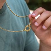 Father's Circle Box Chain Name Necklace for Men - 18K Gold Plated