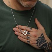 Name Necklace with a Circle Pendant For Men in 925 Sterling Silver  