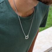 Vaders Cirkel Doos Ketting met Naam voor Heren - Sterling Zilver