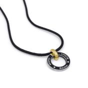 Vaterkreis Kette mit Namen – 750er Gold Vermeil / schwarze Kordel