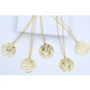 Collar de Piedras de Nacimiento Árbol de la Vida [Bañado en Oro de 18K]
